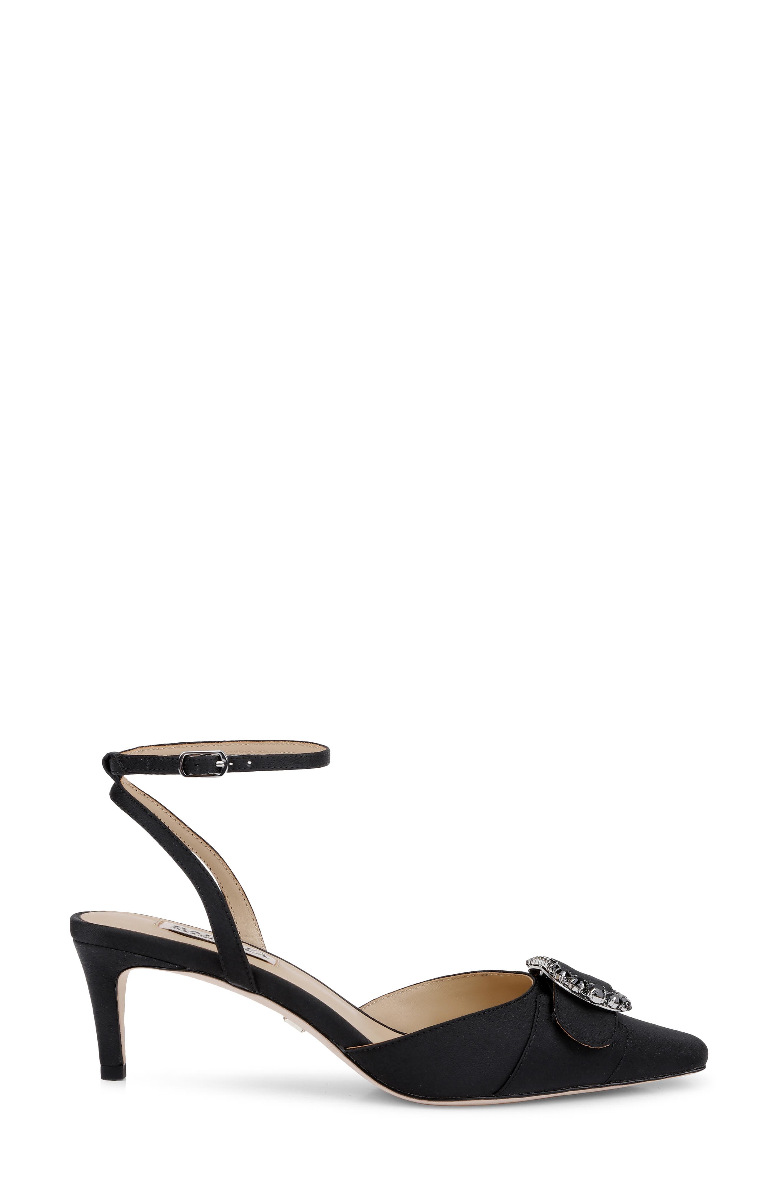 BADGLEY MISCHKA Odesza Kitten Heel Ankle Strap Pump, Alternate, color, Black Crepe