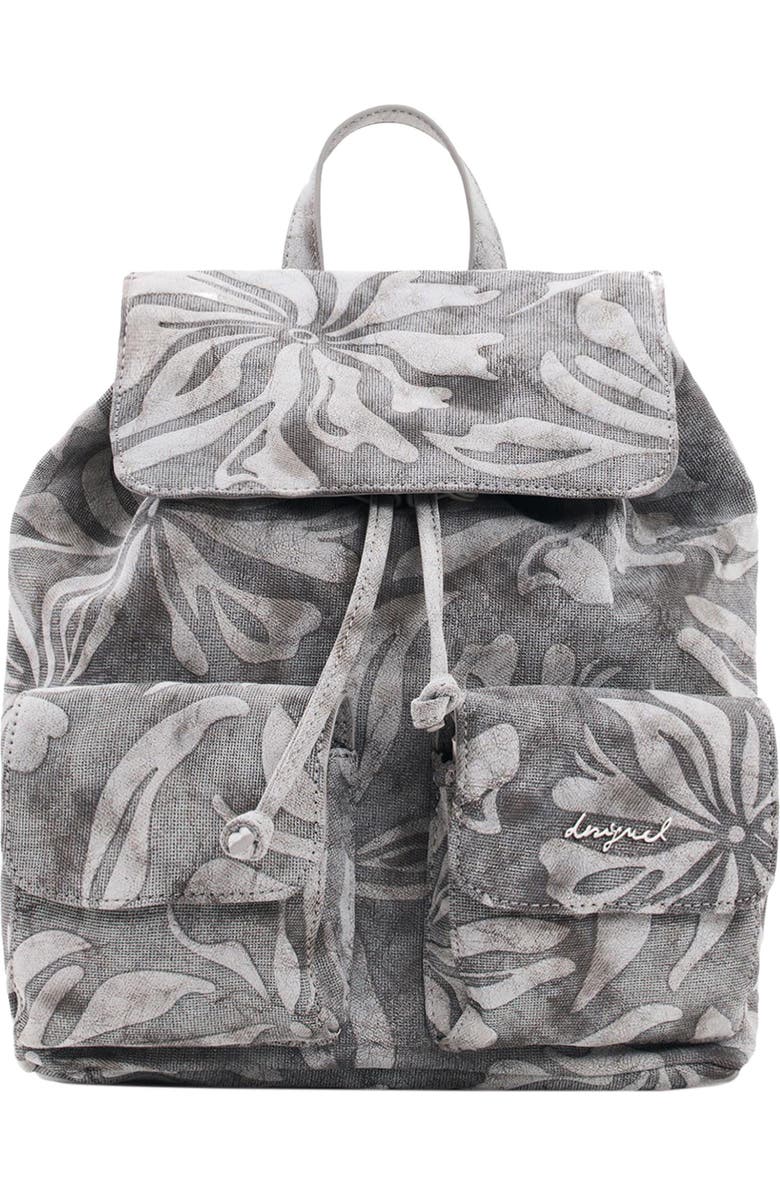Desigual Mini Floral Backpack, Main, color, Obsidian