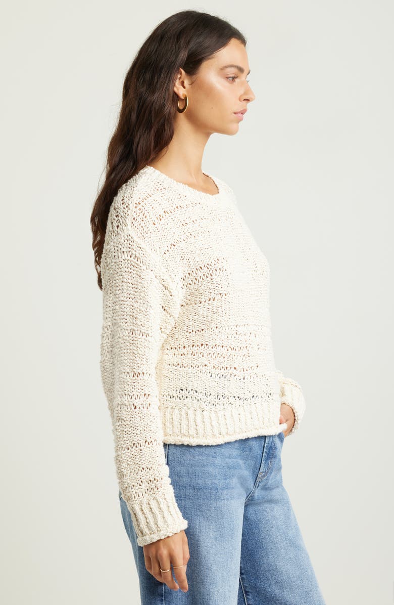 Treasure & Bond Drop Stitch Cotton Crewneck Sweater, Alternate, color, Ivory Dove