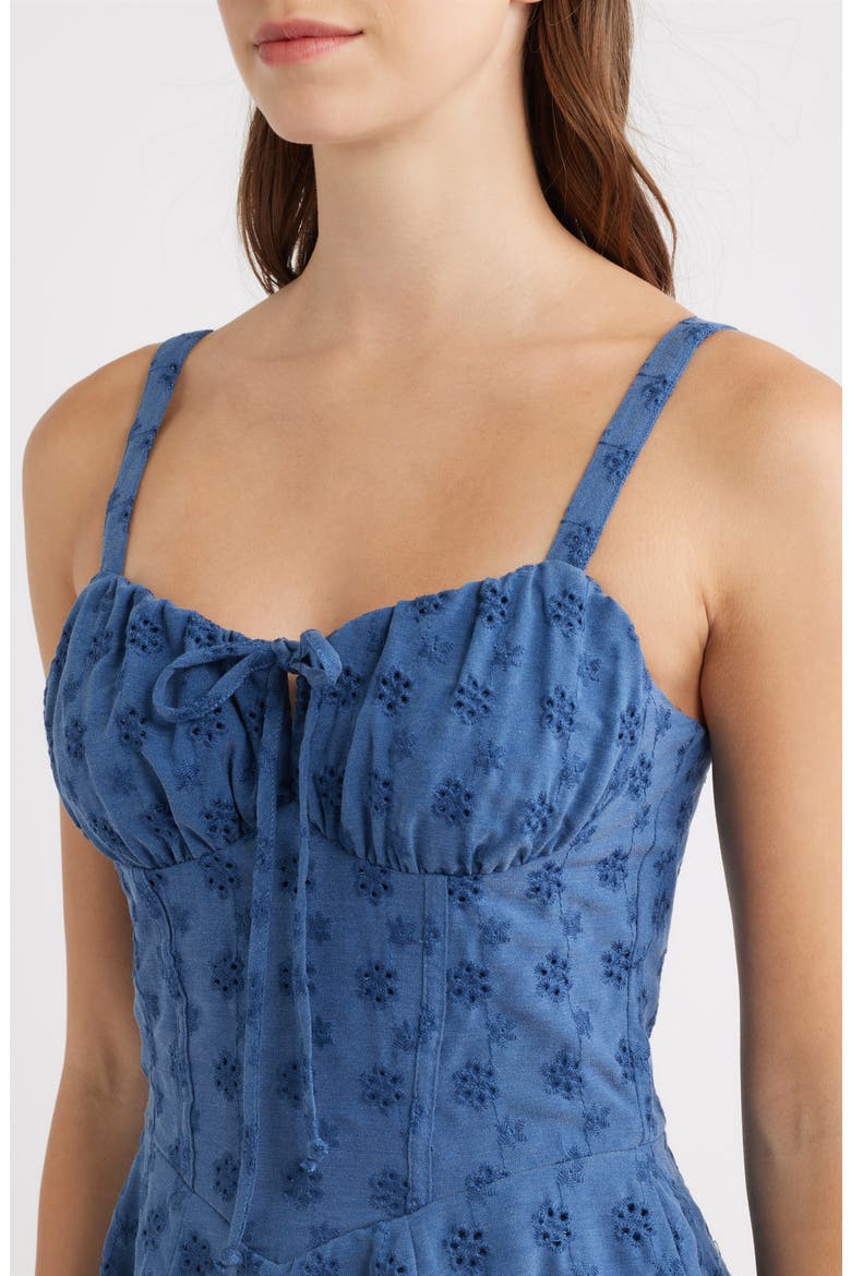 Tie Front Fit and Flare Dress, Alternate, color, DENIM