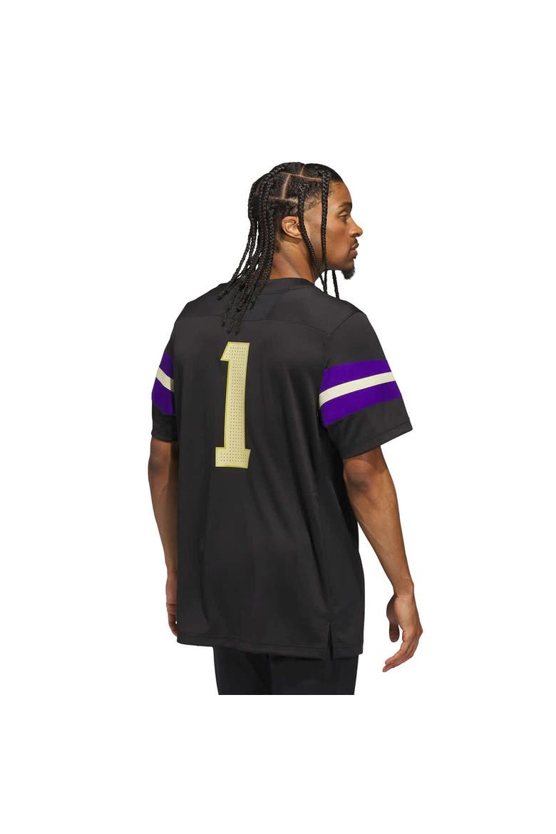 Men's adidas #1 Black Washington Huskies Premier Strategy Jersey, Alternate, color, Black
