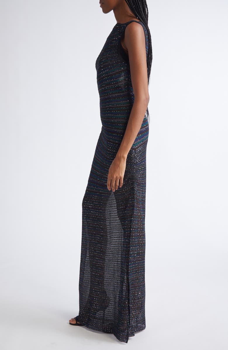 Missoni Stripe Bateau Neck Metallic Knit Dress, Alternate, color, Multi Blk Green Blue Tones