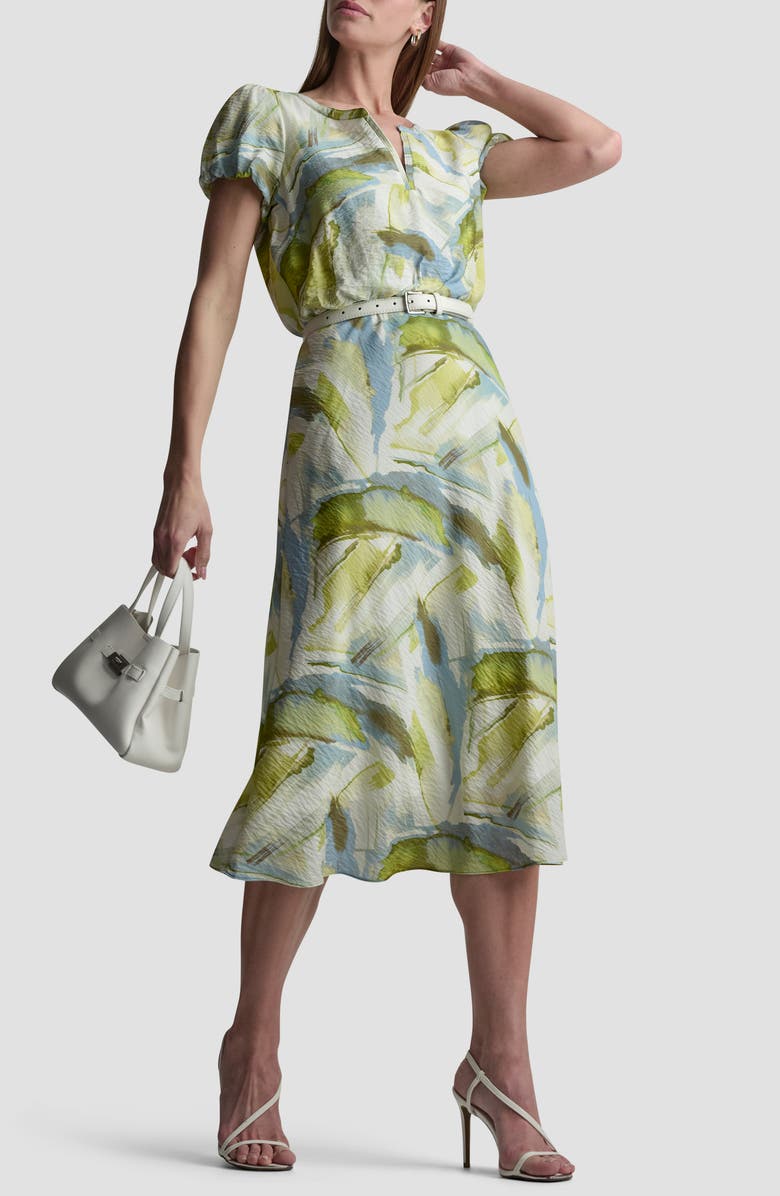 DKNY Abstract Print Voile Midi Dress, Alternate, color, March Watercolor