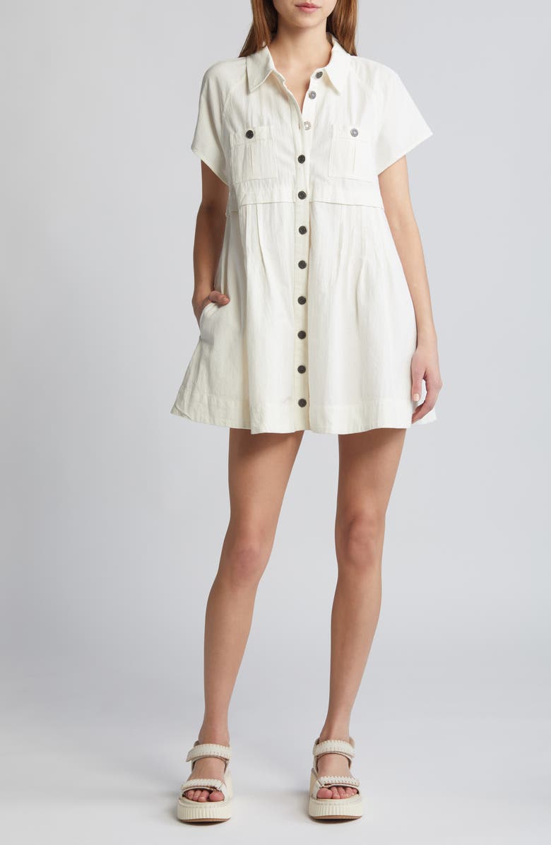 Free People Ronnie Cotton Poplin Mini Shirtdress, Main, color, 