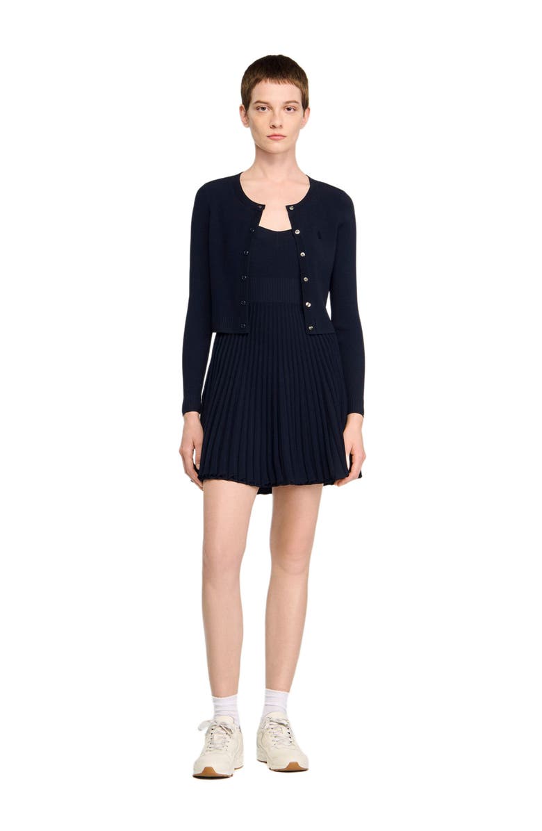 SANDRO Fine knit cardigan, Alternate, color, Navy Blue