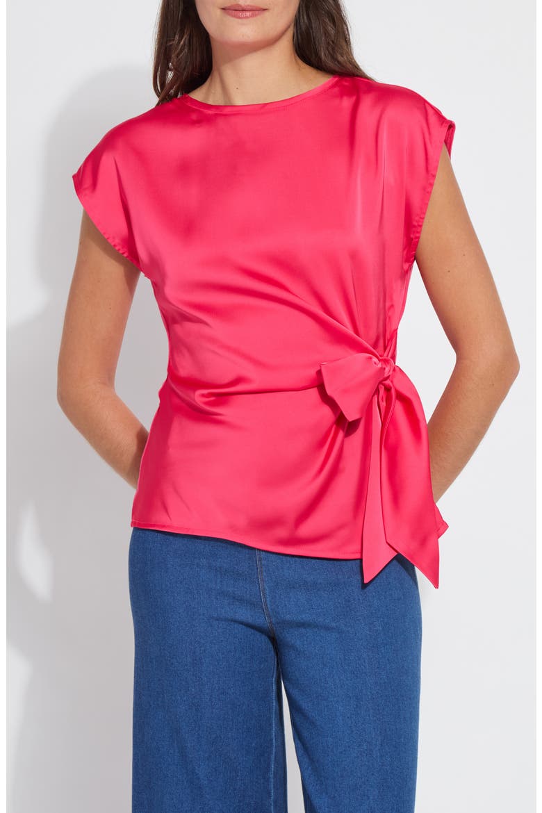 Rosalia Tie Mix Media Top, Main, color, PINK MARTINI