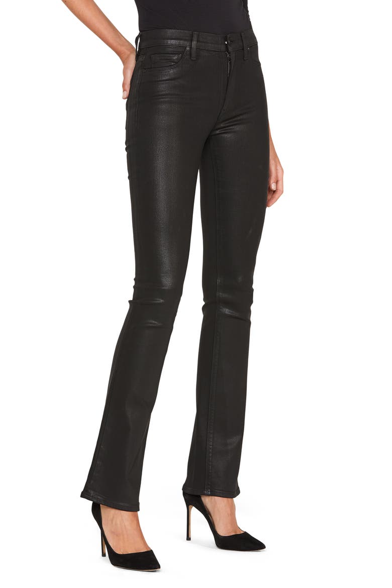 Barbara Coated High Waist Bootcut Jeans, Alternate, color, NOIR COATE