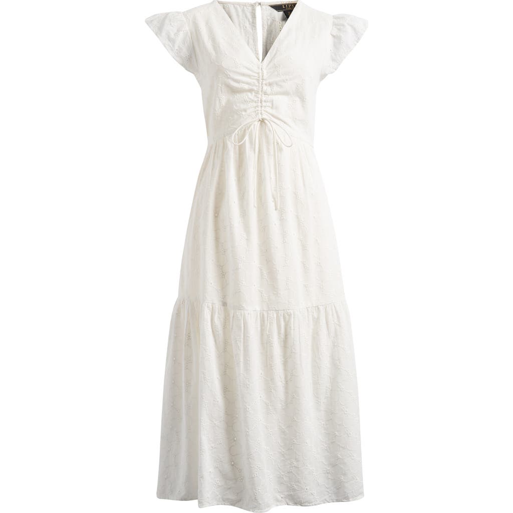 Lipsy Broderie Cotton Midi Dress In White