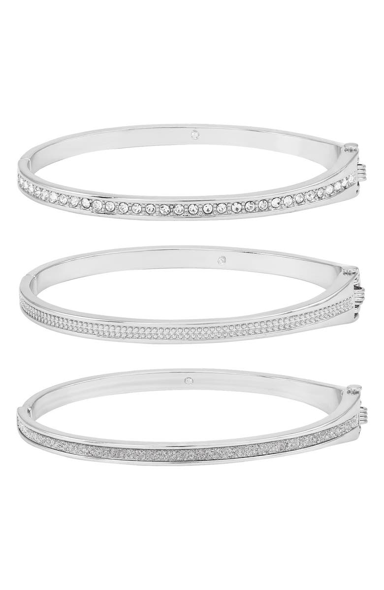 GUESS Set of 3 Hinge Bracelets, Main, color, Silver Tone