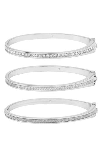 Guess Set Of 3 Hinge Bracelets In Silver