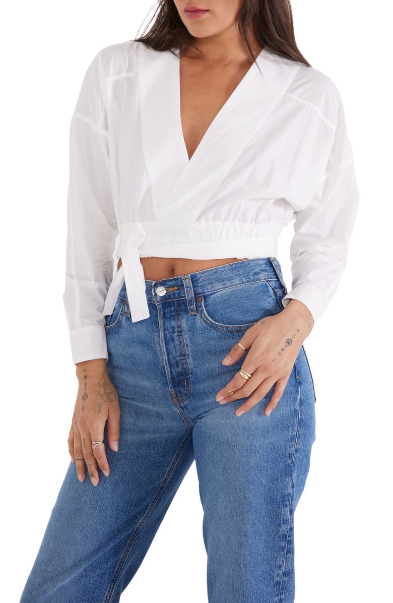 ÉTICA April Surplice Organic Cotton Crop Top, Main, color,