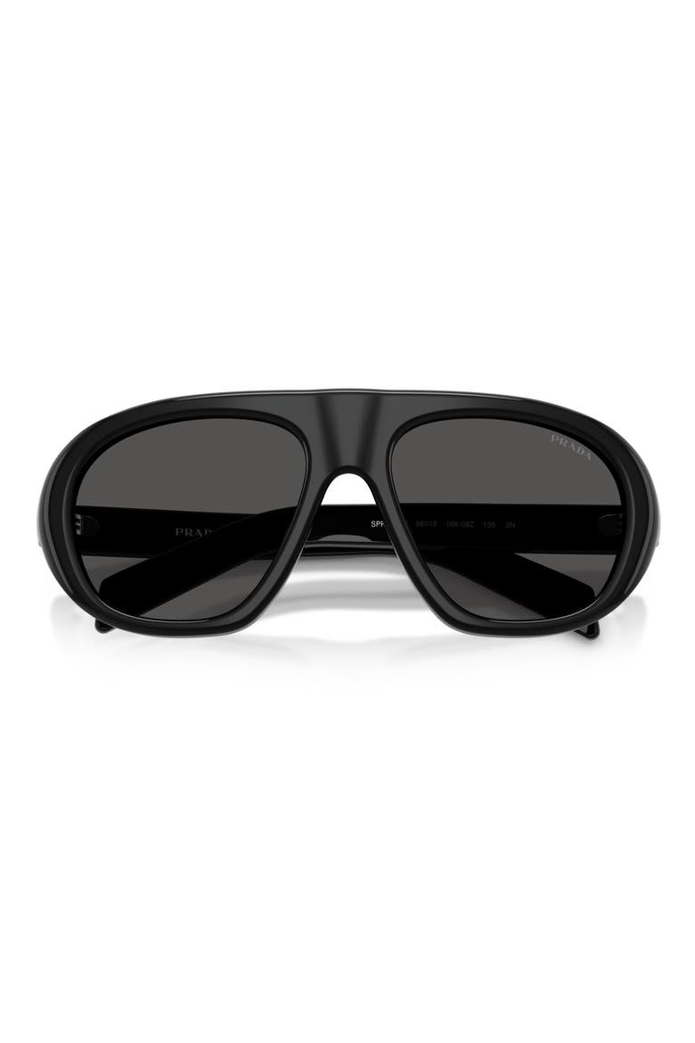 56mm Irregular Sunglasses, Alternate, color, BLACK / DARK GREY
