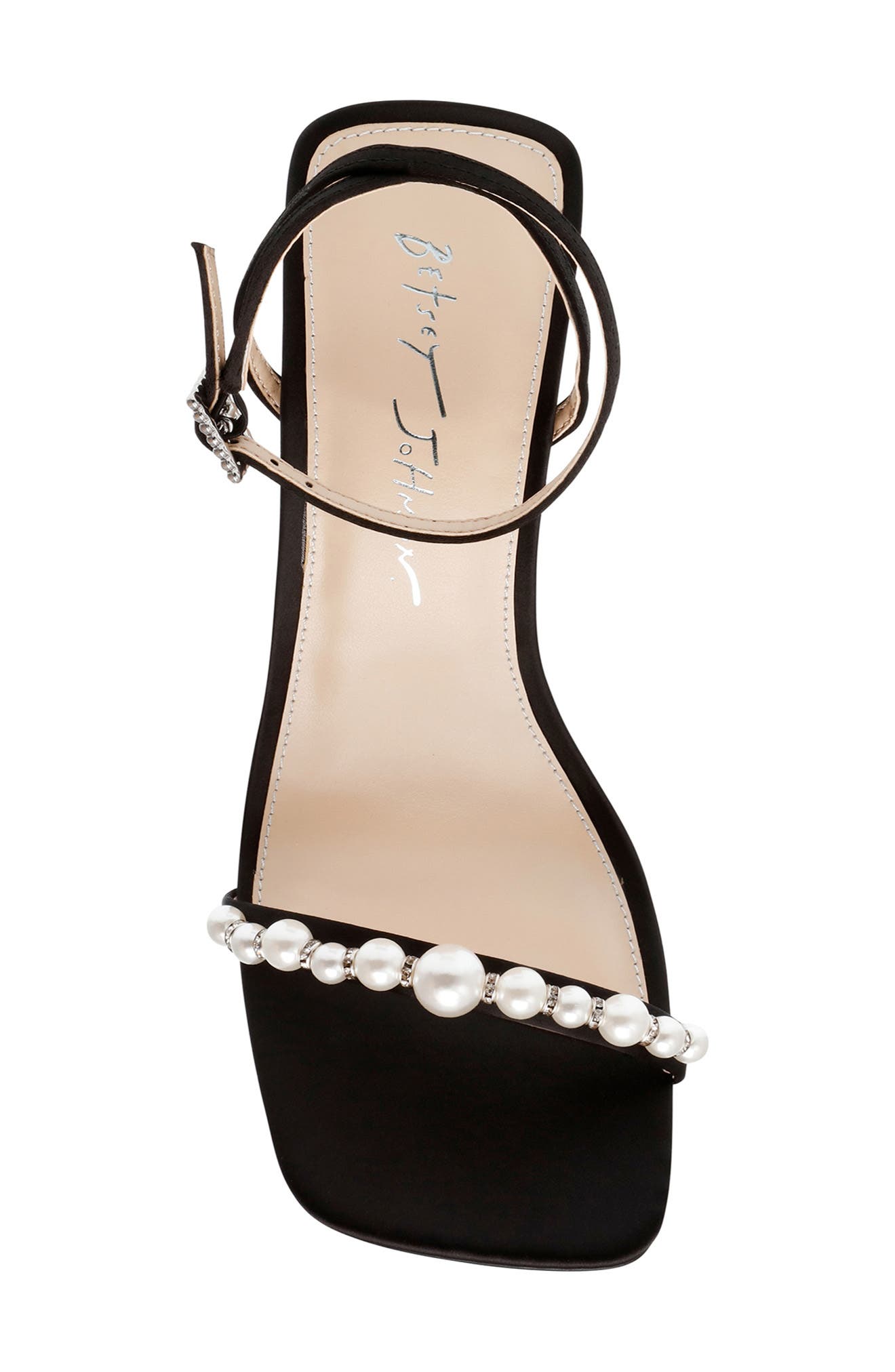 Betsey Johnson Jacy Imitation Pearl Ankle Strap Sandal, Alternate, color, 