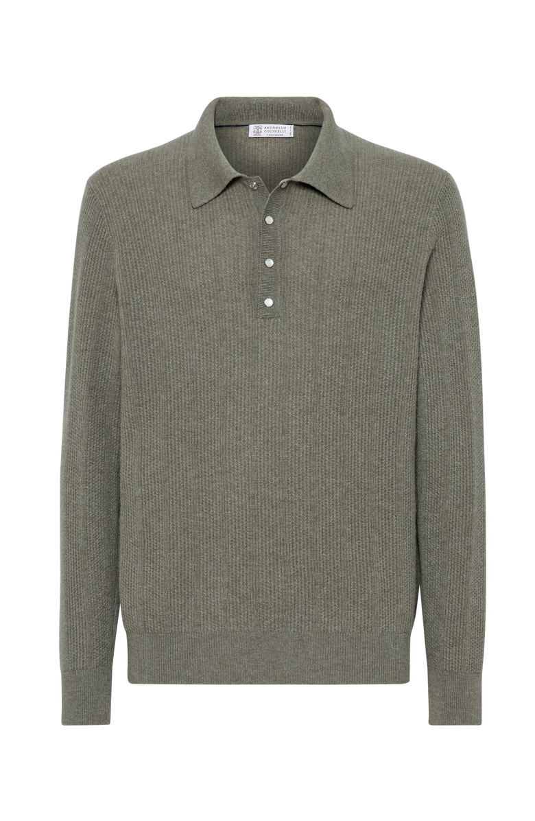 Brunello Cucinelli Cashmere knit polo, Main, color, 