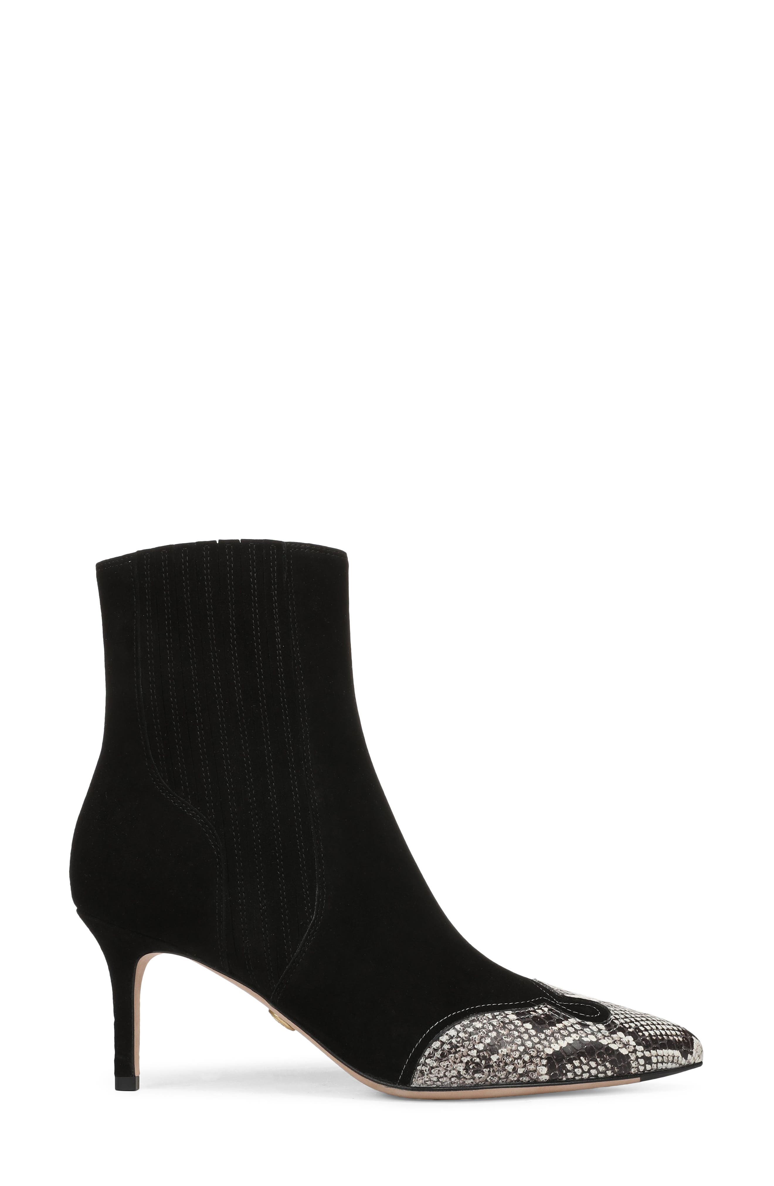 Lisa Western Leather Bootie, Alternate, color, BLACK ROCCIA SUEDE