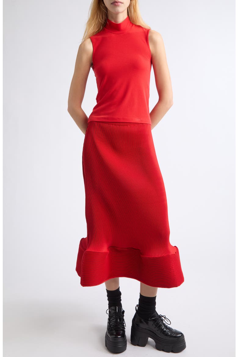 Wavy Ripple Skirt, Alternate, color, BOLD RED