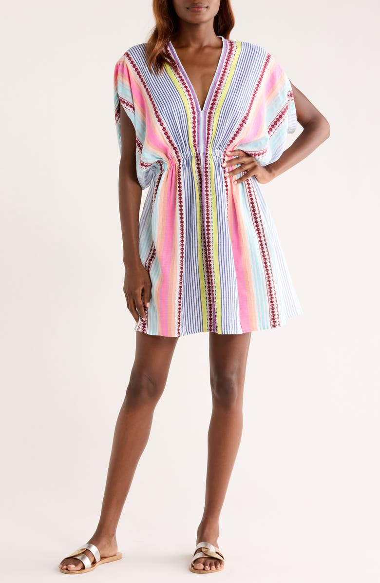 lemlem Alem Stripe Cotton Blend Cover-Up Dress, Main, color, Cirq Citrus