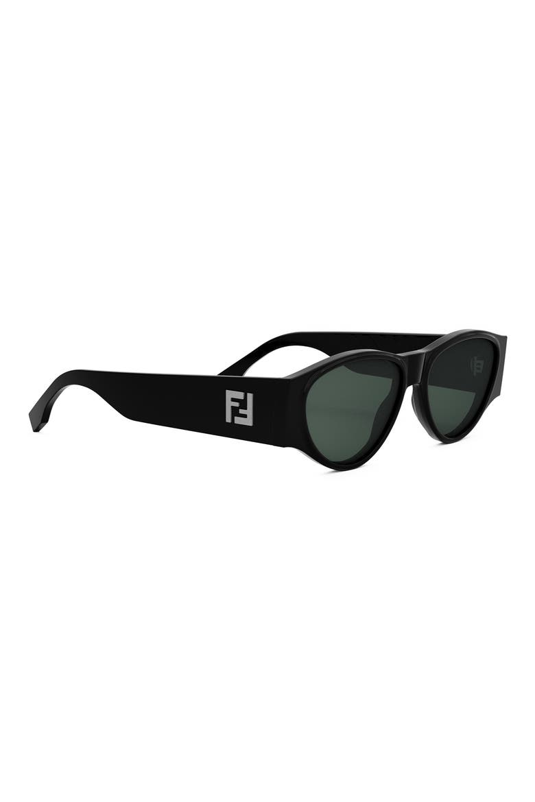 FF 55mm Oval Sunglasses, Alternate, color, SHINY BLACK / GREEN