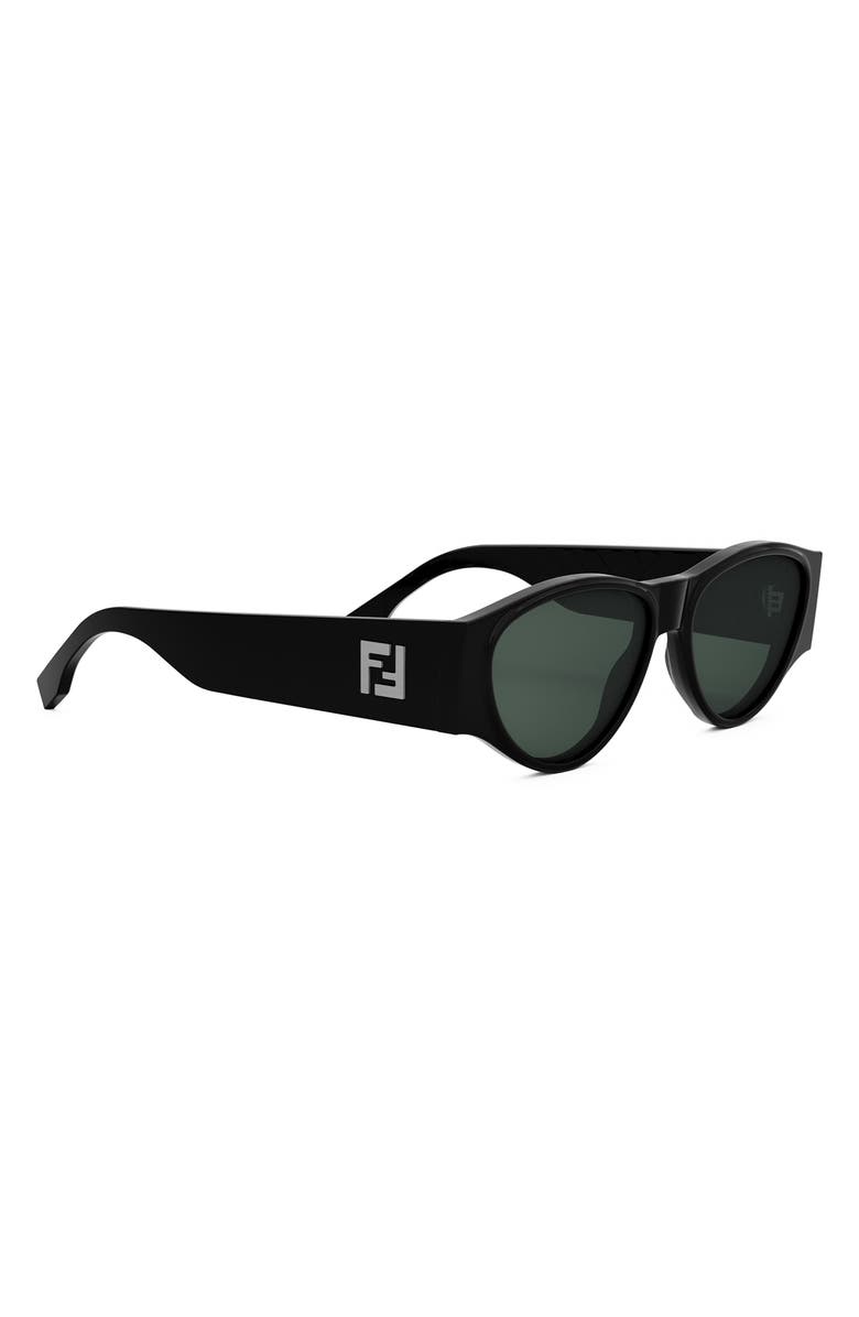Fendi FF 55mm Oval Sunglasses, Alternate, color, Shiny Black / Green