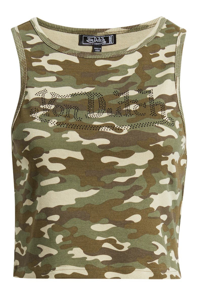 Camo Ribbed Tank, Alternate, color, OLIVE NIGHT CAMO