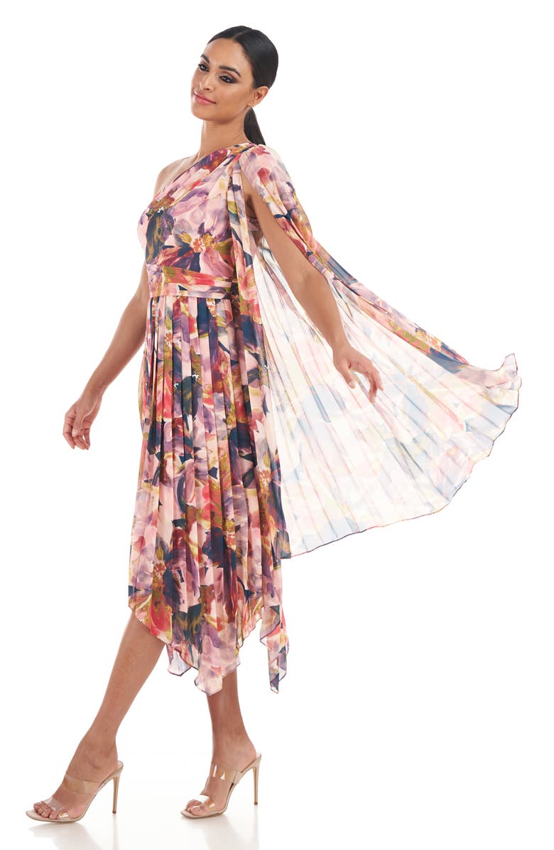 Kay Unger Lilah Floral One-Shoulder Chiffon Gown, Alternate, color, 