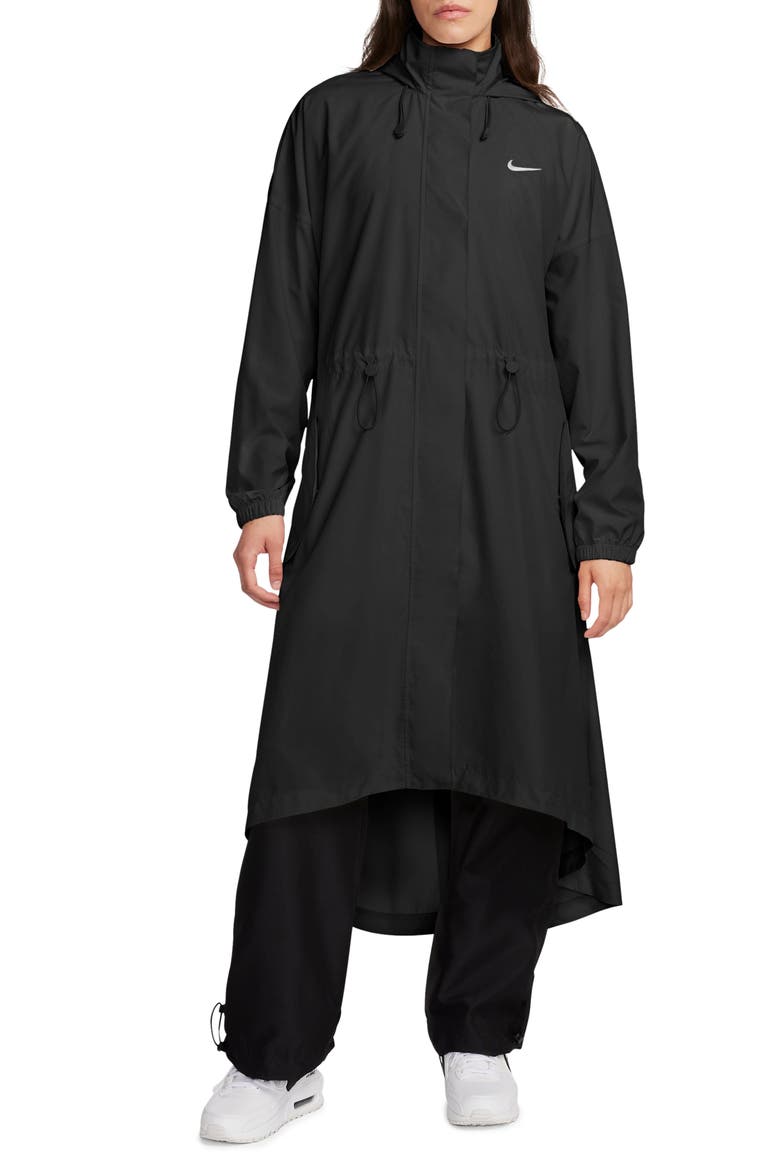 Essential Longline Trench Coat, Main, color, BLACK/ WHITE