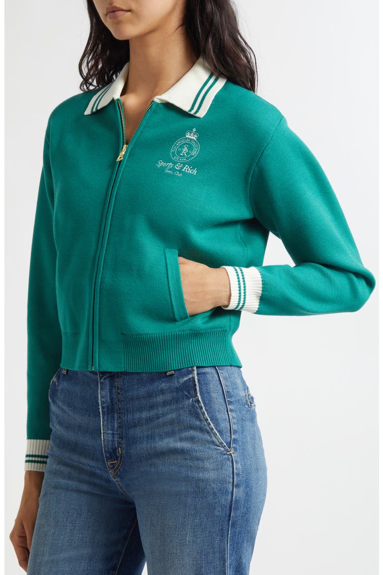 Crown Embroidered Full Zip Cardigan, Alternate, color, ALPINE