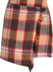 SUGARLIPS Plaid Faux Wrap Miniskirt