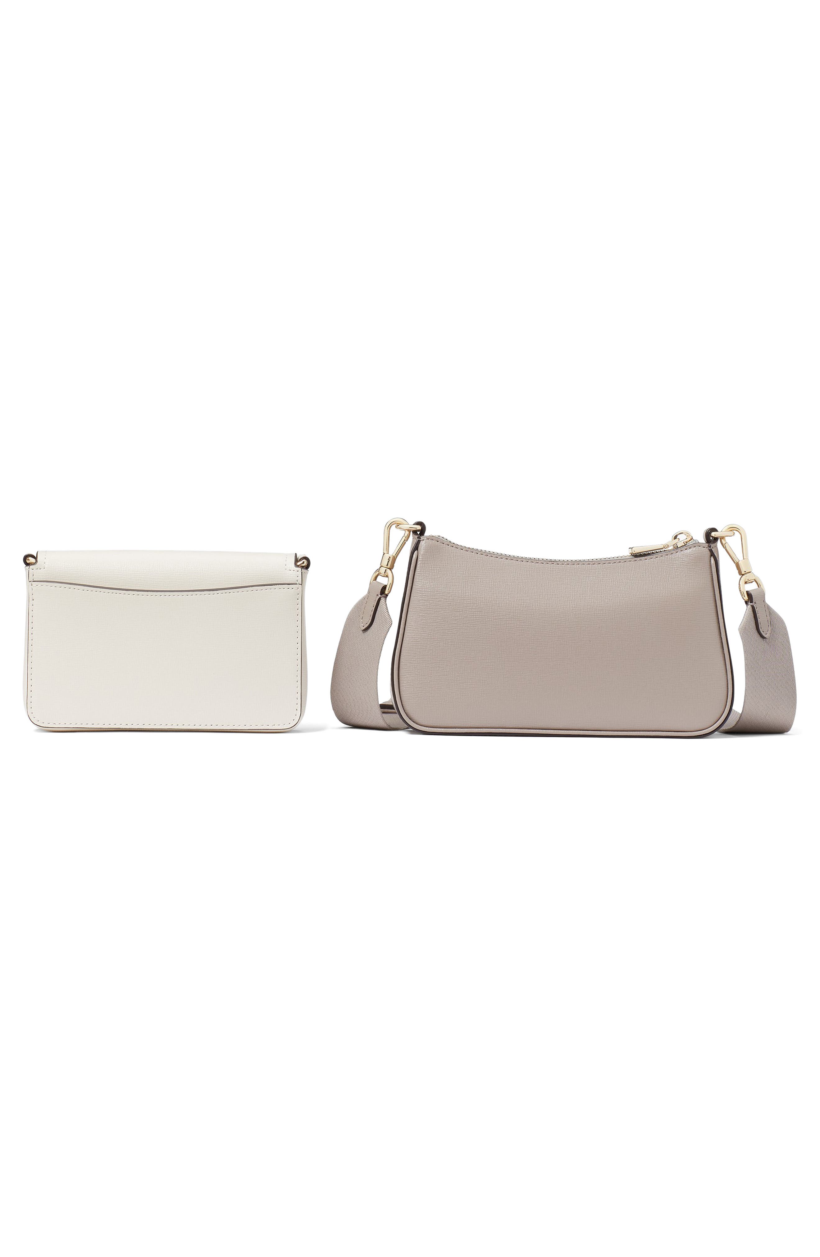 Kate Spade New York double up colorblock leather crossbody bag, Alternate, color, Warm Taupe/ Ivory