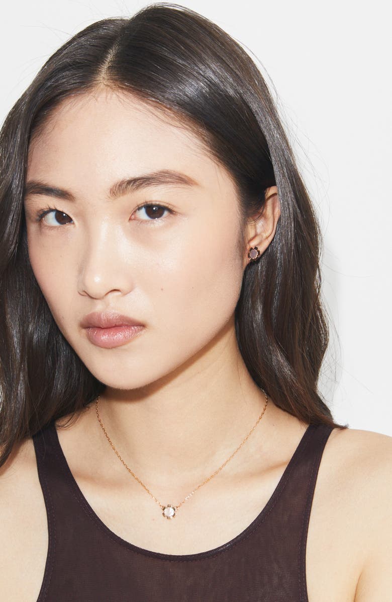 Tory Burch Forget Me Not Mother-of-Pearl Stud Earrings, Alternate, color, Tory Gold / Mother Of Pearl