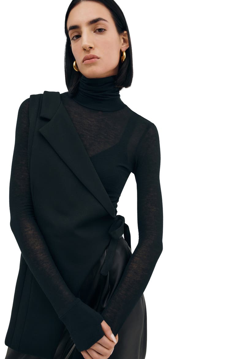Grattan Asymmetric Sleeveless Blazer, Alternate, color, BLACK