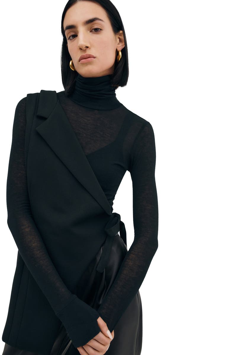 Marcella Grattan Asymmetric Sleeveless Blazer, Alternate, color, Black