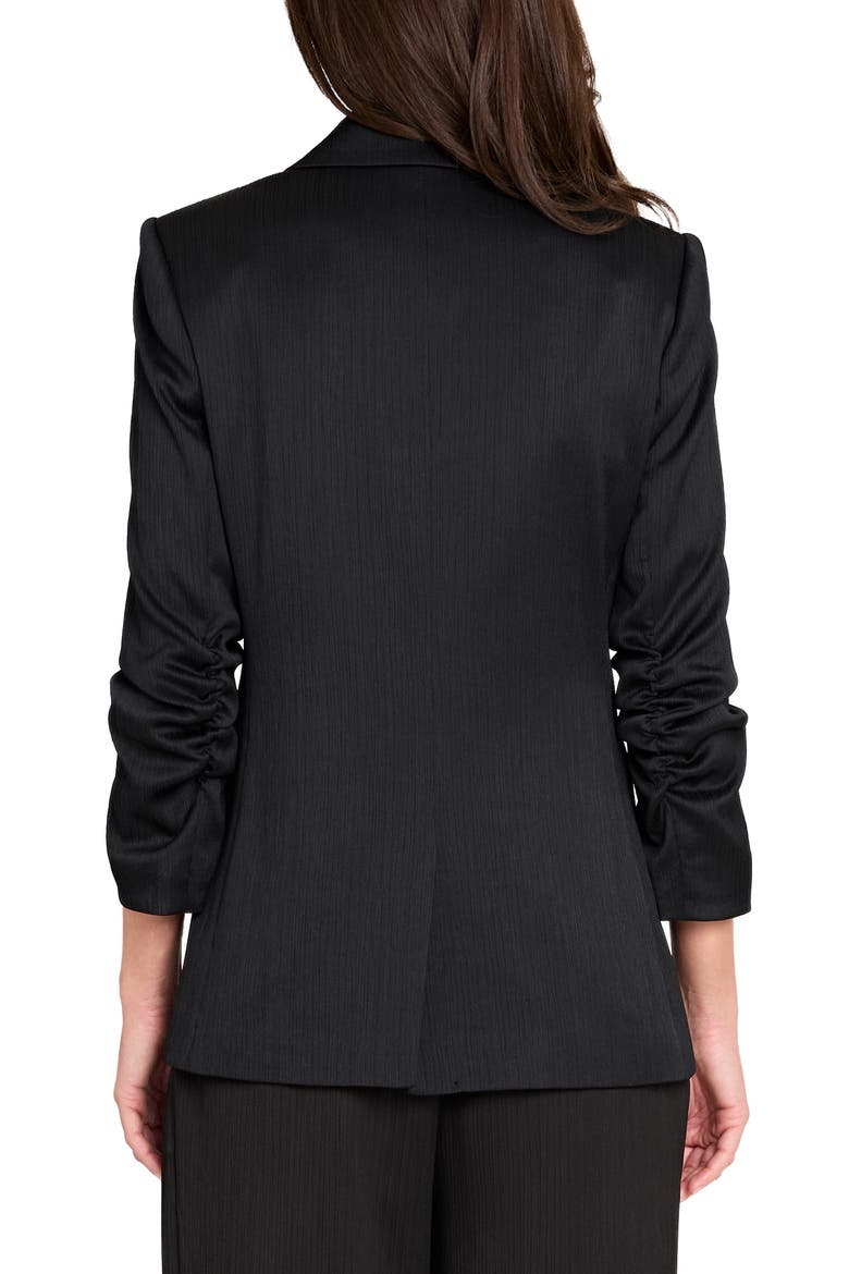 Double Breasted Crinkle Satin Blazer, Alternate, color, BLACK