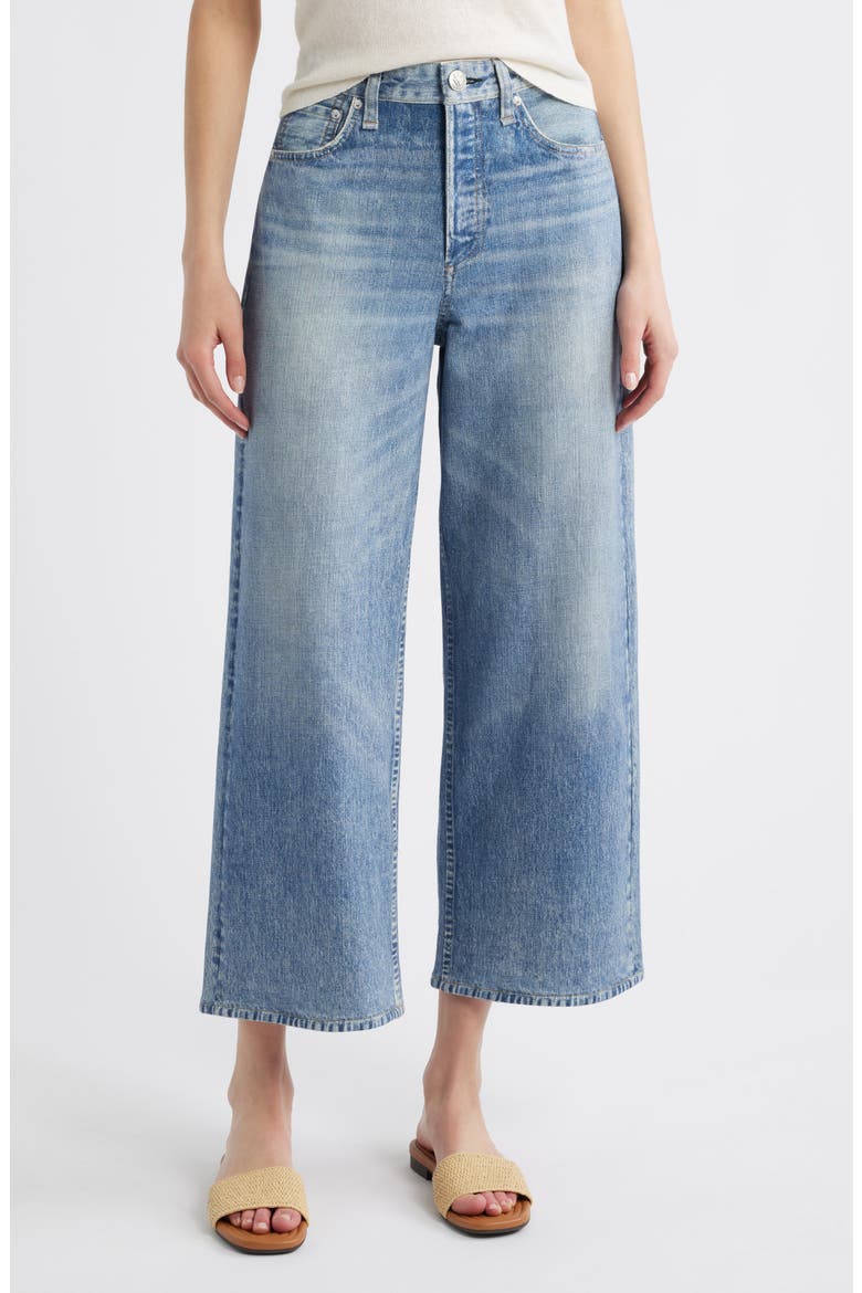 rb Miramar Andi High Waist Ankle Wide Leg Cotton Terry Sweatpant Jeans, Main, color, SCARLET