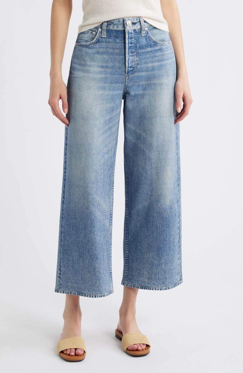 rag & bone Miramar Andi High Waist Ankle Wide Leg Cotton Terry Sweatpant Jeans, Main, color, Scarlet