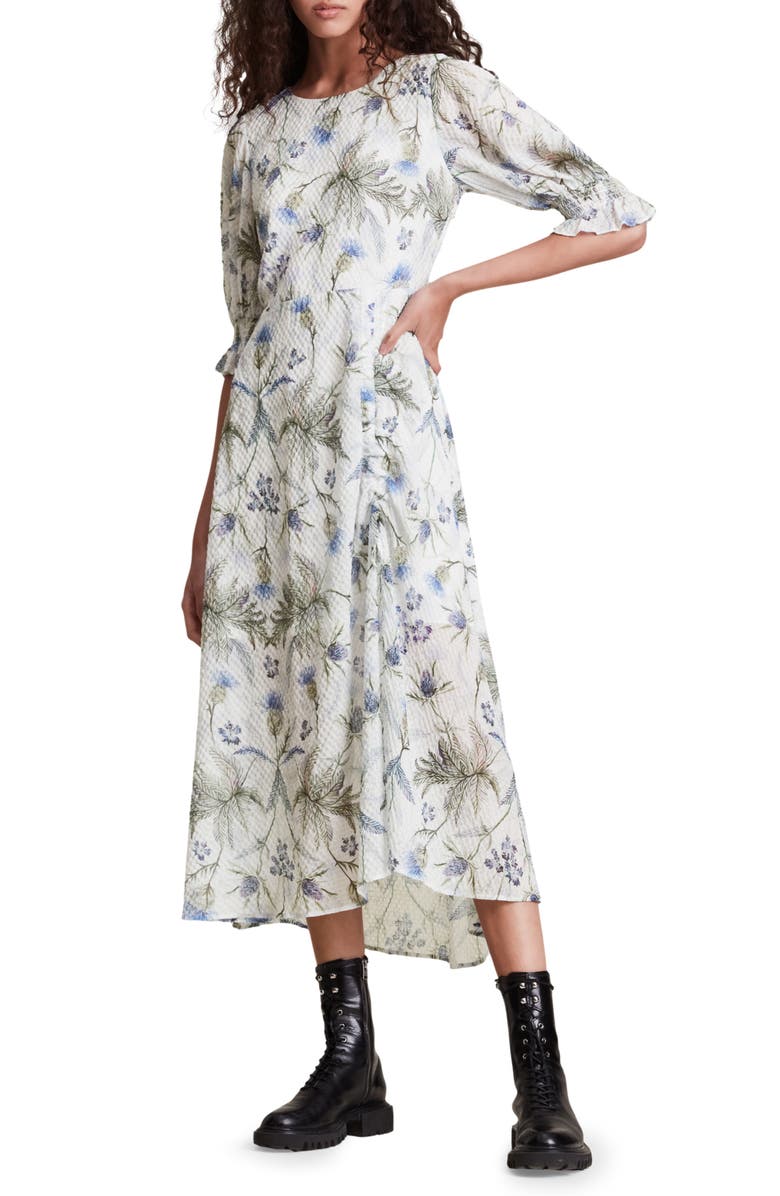 AllSaints Yana Harris Puff Sleeve Dress, Main, color, 