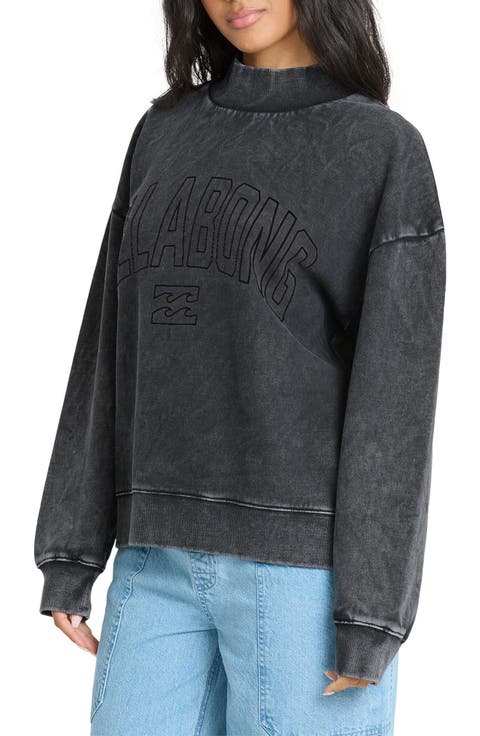 Sun Washed Mock Neck Graphic Sweatshirt