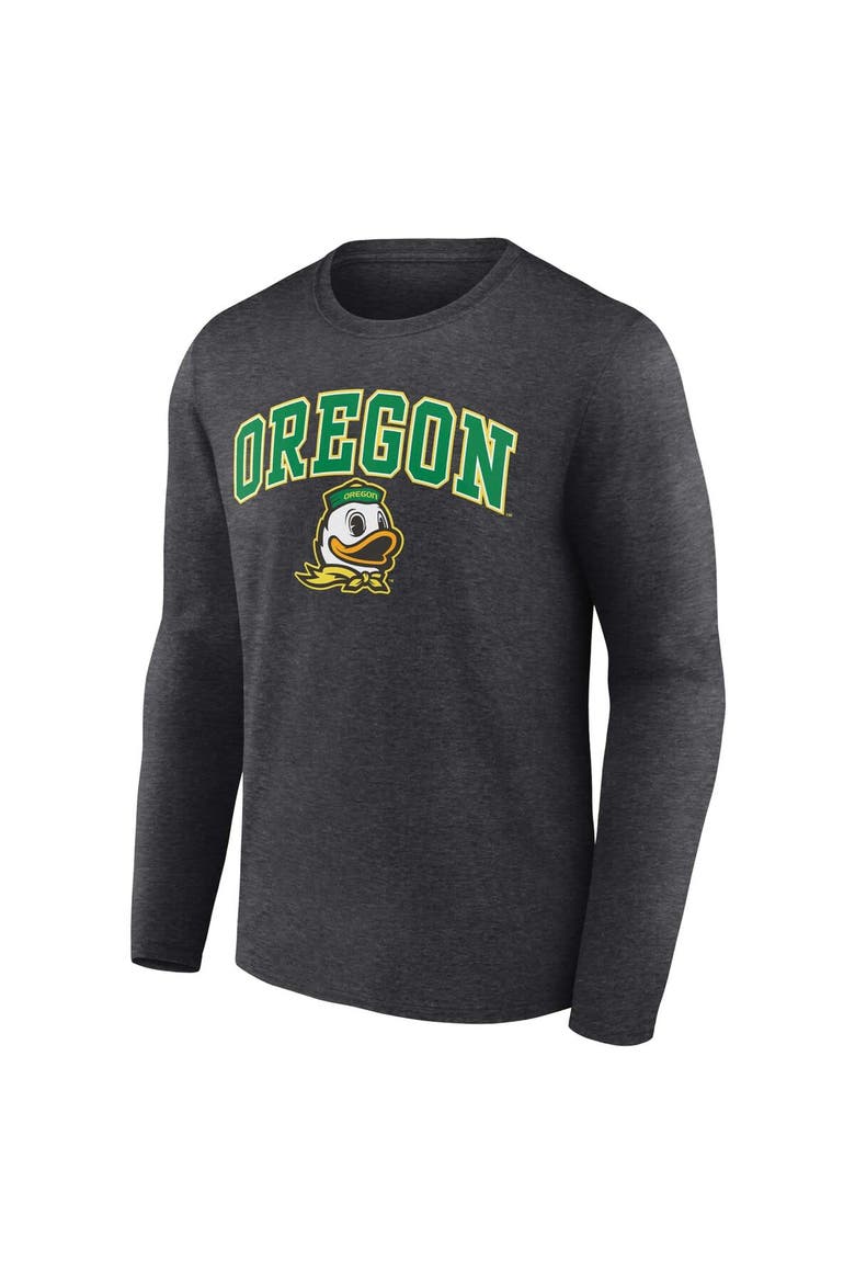 Men's Fanatics Branded Heather Charcoal Oregon Ducks Campus Long Sleeve T-Shirt, Alternate, color, Heather Charcoal