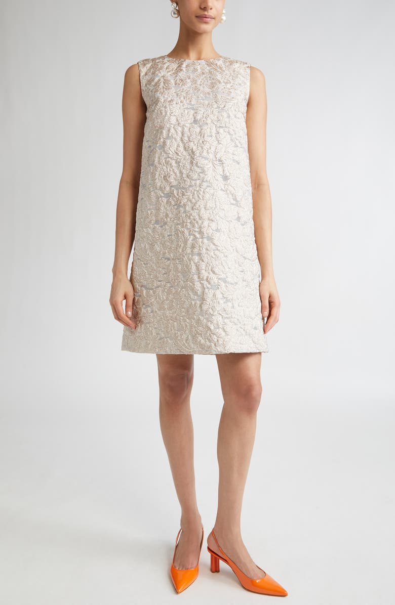 Carolina Herrera Metallic Fil Coupé Shift Cocktail Dress, Main, color, Gold