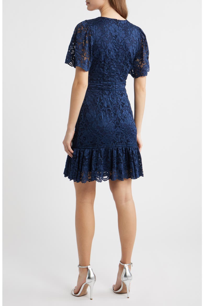 Lace Embroidered Flounce Hem Dress, Alternate, color, NAVY