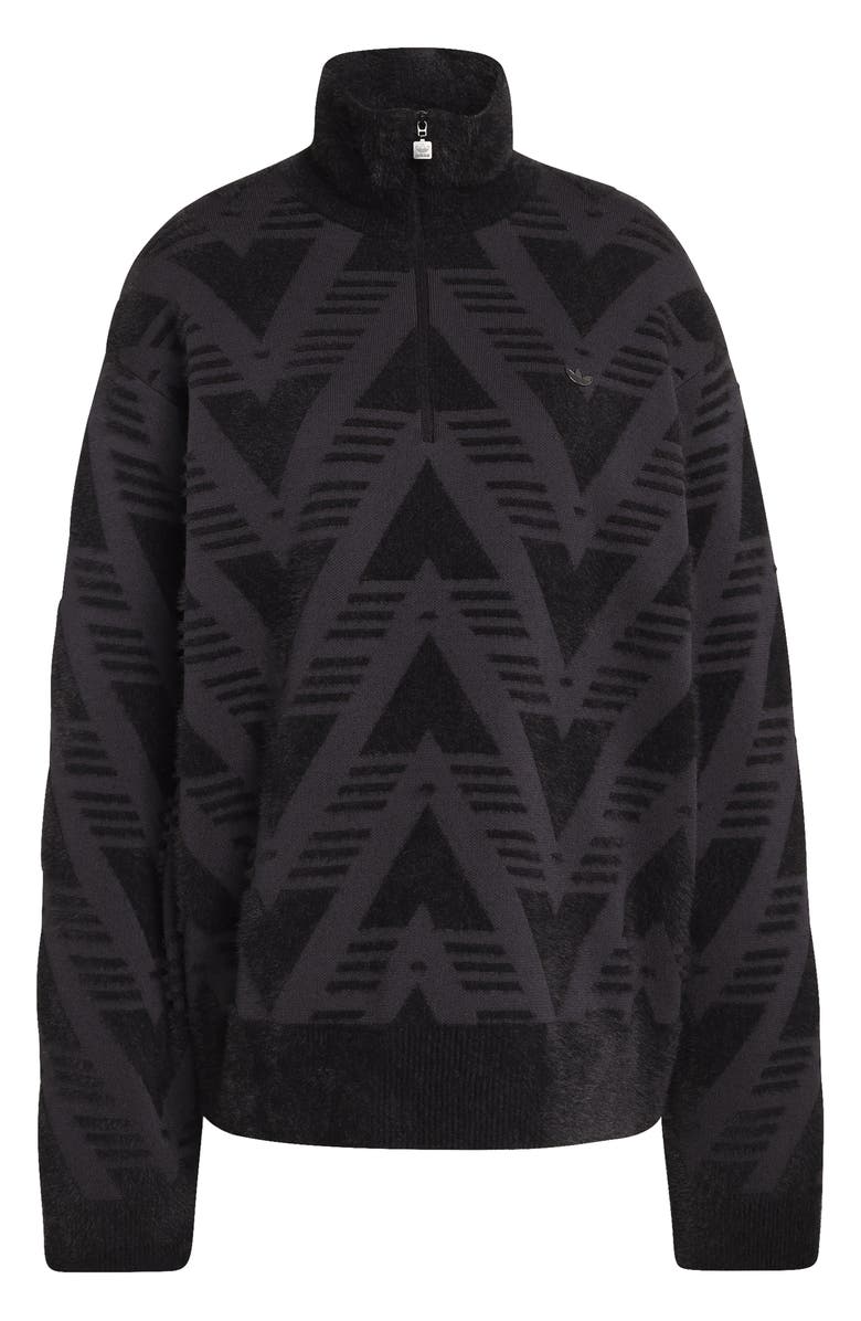 adidas Chevron Knit Half Zip Pullover Sweater, Alternate, color, Black