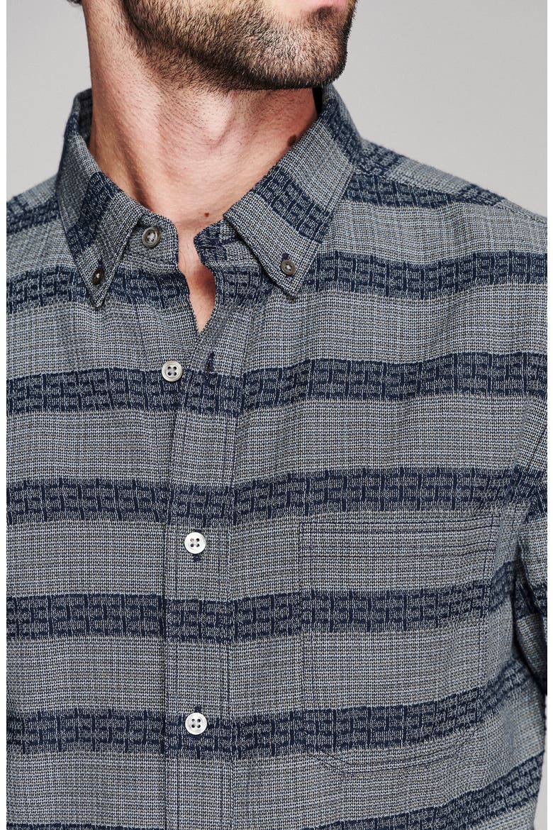 Jacquard Barre Striped Button Down Shirt, Alternate, color, CARBON BLUE