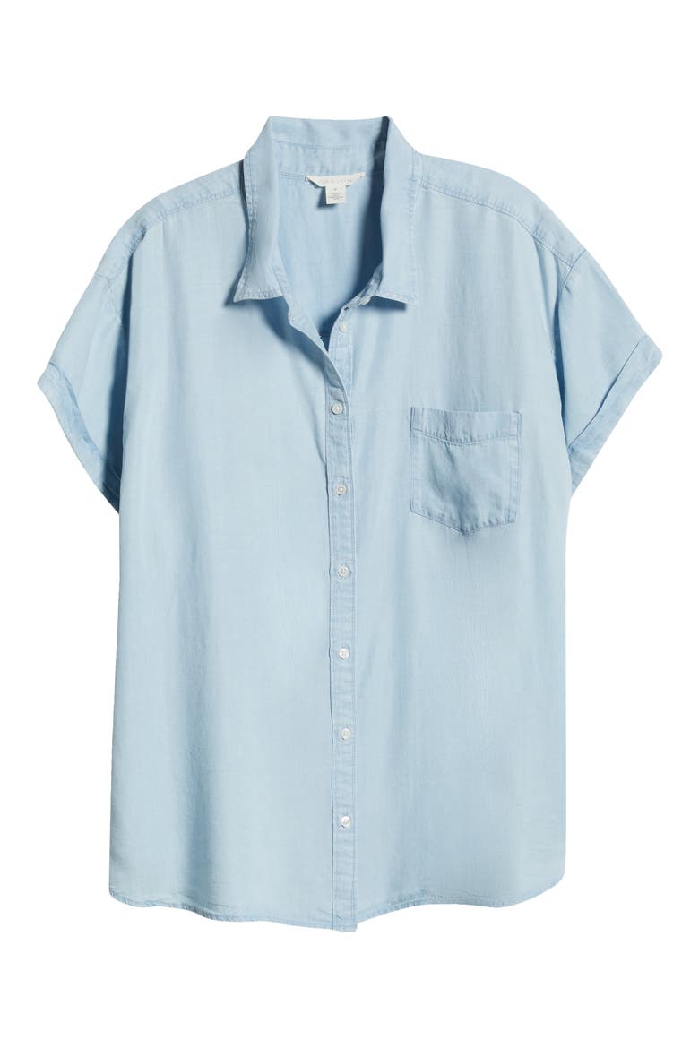Cotton Chambray Camp Shirt, Alternate, color, LIGHT WASH
