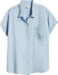 Caslon® Cotton Chambray Camp Shirt