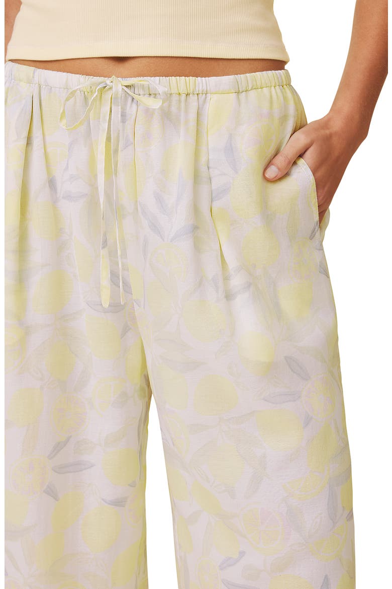 Lia Lemon Print Drawstring Pants, Alternate, color, PURPLE/ LEMON PRINT