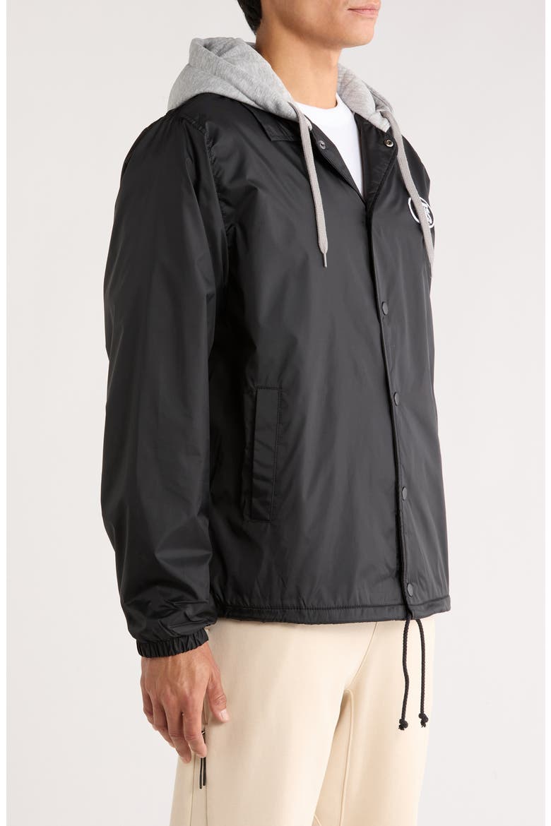 Riley Hooded Coach's Jacket, Alternate, color, BLACK