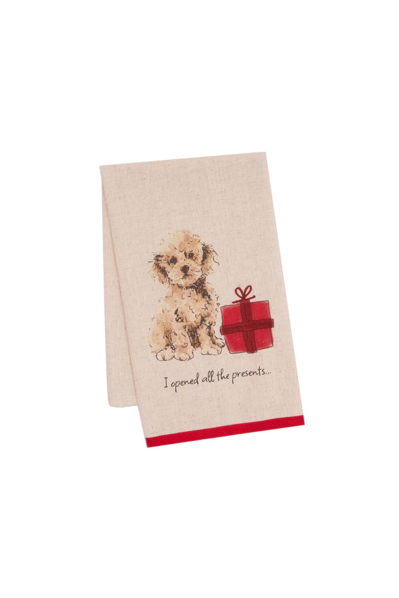 Goldendoodle Present Pet Holiday Christmas Towel, Main, color, Yellow