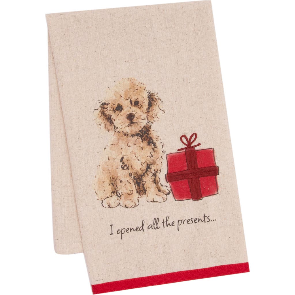 Carol & Frank Goldendoodle Present Pet Holiday Christmas Towel In Brown
