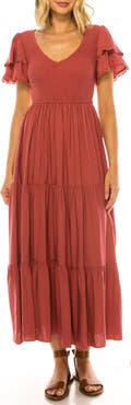 A COLLECTIVE STORY Tiered Woven Midi Dress