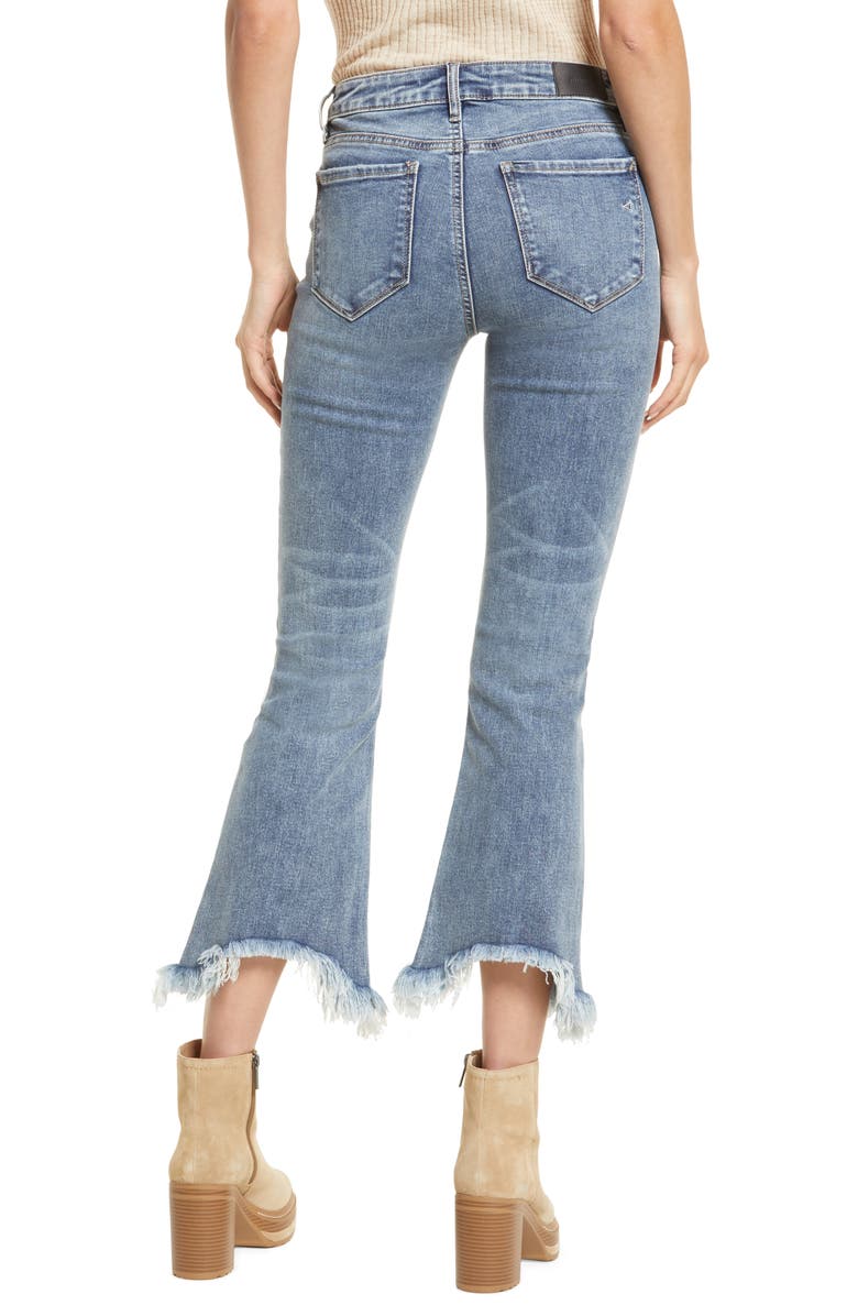 HIDDEN JEANS Frayed Mid Rise Crop Flare Jeans, Alternate, color, 